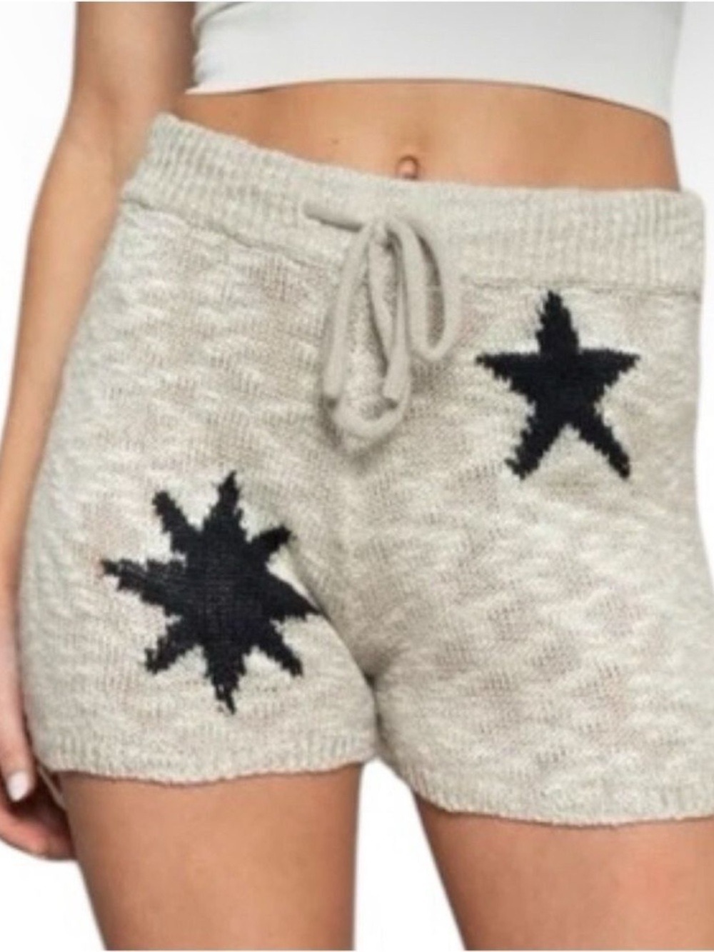 NWT Storia Cozy Knit Star Shorts - Black and Cream Knit